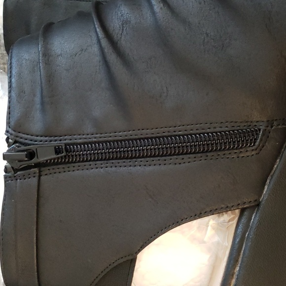 Syktkmx Black Open Toe Slouchy Backless Side Zipper Sandal Boots in Black SZ 9 - Picture 10 of 14